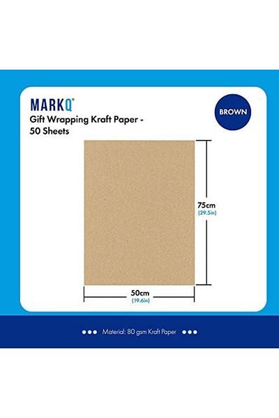 MARKQ [50 Sheets] Kraft Paper Sheets 50 X 70 Brown Gift Wrapping Paper
