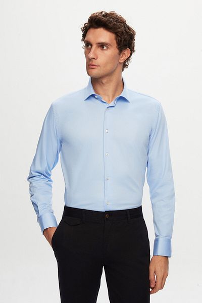 D'S Damat Ds Damat Slim Fit Blue Plain Shirt