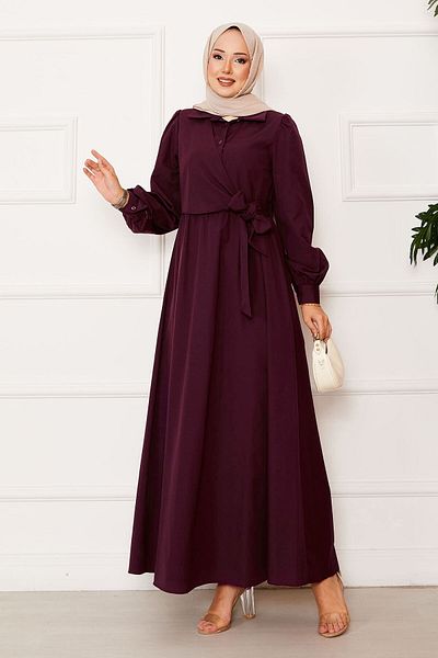 EBRUTESETTÜR Side Tie Shirt Collar Dress