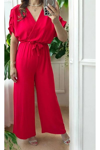 GLAMSI Women's Jumpsuit with Short Sleeves and Drawstring Waist – Casual & Modern Style