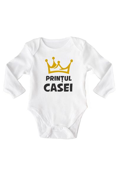 OEM Body bebe, Printul casei, 0 -3 luni, maneca lunga, bonisa creativ, alb, 100% bumbac