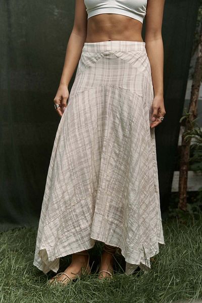 BOHEMAİ Peigi Striped Beige Midi Skirt