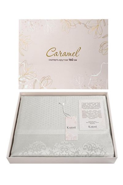 Karna Home Panel Jacquard Caramel Round Table Cloth