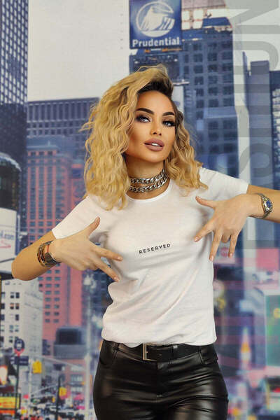 WildFashion Tricou casual cu imprimeu text reserved U831-2