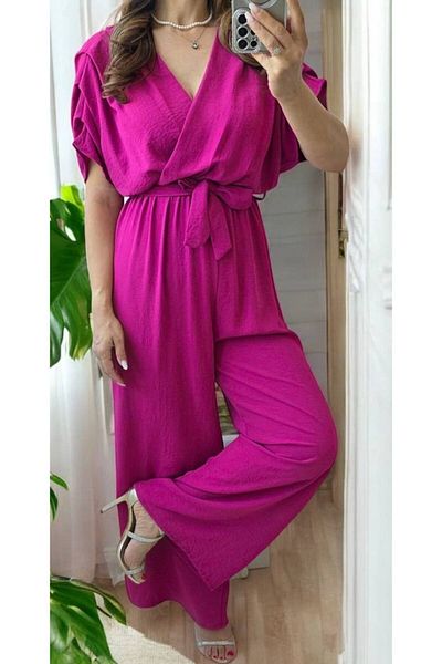 GLAMSI Women's Jumpsuit with Short Sleeves and Drawstring Waist – Casual & Modern Style