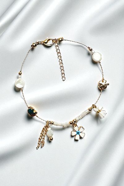 PETEK AKSESUAR Natural Stone Flower Anklet