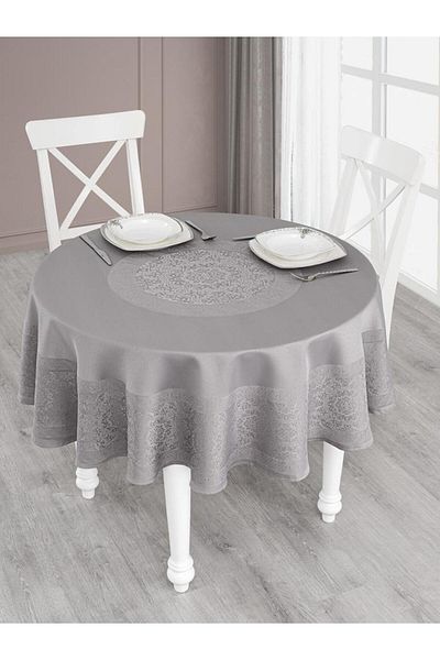 Karna Home Round Jacquard Tablecloth Darvin – Water Resistant and Stylish