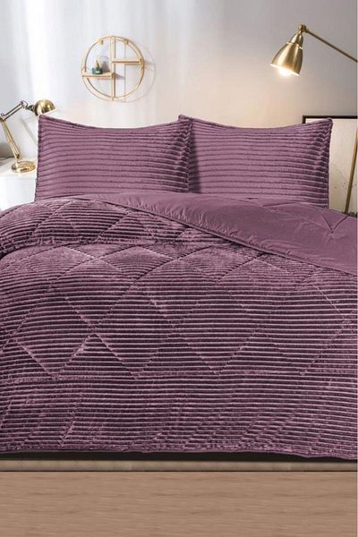 Çeyiz Diyarı Derya Double Plush Bedspread Plum