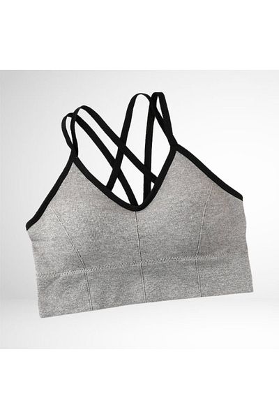 FITINT Bustieră sport damă push-up material elastic Gri – FITINT 109