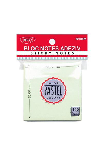 daço Pastel Daco Pastel Green Sticky Notes Pad, Size 76x76 mm, 100 Files