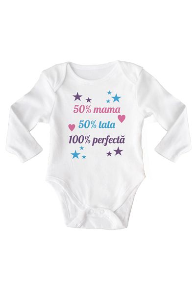 OEM Body bebe, Perfecta, 6 -12 luni, maneca lunga, bonisa creativ, alb, 100% bumbac