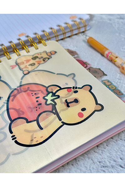 ZeCo Collection Capybara Kapibara A5 Hologram Cover Spiral Notebook with Bookmark 120 Sheets Lined