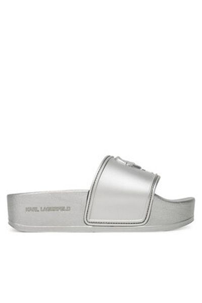 Karl Lagerfeld Papuci de damă argintii KARL LAGERFELD-KL80819M VSL SILVER RUBBER