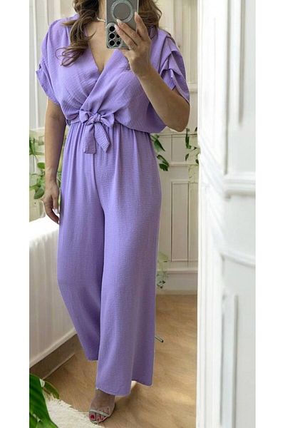 GLAMSI Women's Jumpsuit with Short Sleeves and Drawstring Waist – Casual & Modern Style
