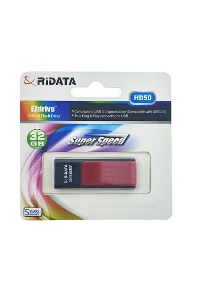 ridata USB 3.0 Flash Drive RiDATA 32GB, EZdrive HD5, retractable connector, red