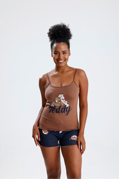 Jacob's Angels Γυναικείο καλοκαιρινό σετ πιτζάμες με σορτς και τιράντες