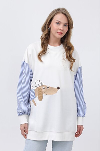 Loreen GÖMLEK KOL VE KÖPEK FİGÜRLÜ SWEAT