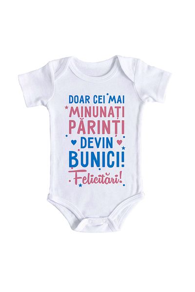 OEM Body bebe personalizat - Doar cei mai minunati parinti devin bunici, alb, 100% bumbac, 0-3 luni