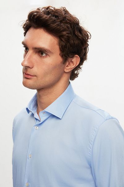 D'S Damat Ds Damat Slim Fit Blue Plain Shirt