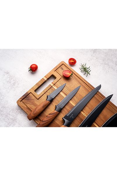 Hatchen 6-Piece Elegant Kitchen Knife Set with Wooden Chopping Board