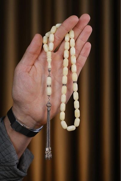 dergah tesbih Capsule Model Russian Drop Amber Silver Design Prayer Beads (Amber), (مسبحة قطرة كهريبار)