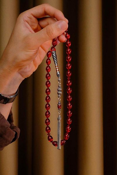 dergah tesbih Silver Master Handcrafted Nakkaş İmame Design Original Crimping Amber Prayer Beads
