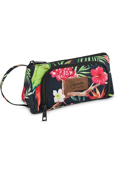 zagatto School pencil case with handle, blue floral design, compact and stylish, Zagatto ZG721