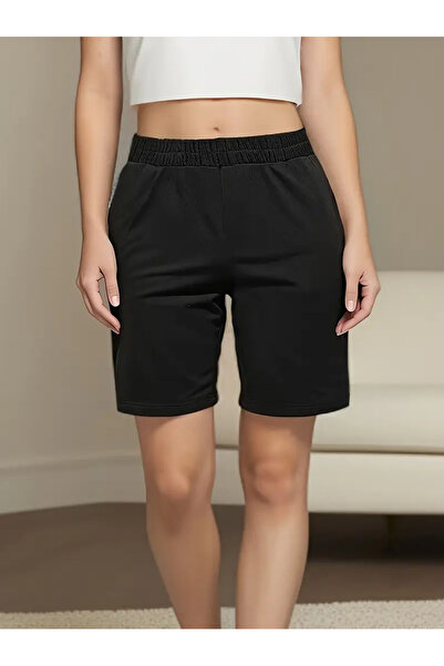 LAUSRA Γυναικείο ελαστικό, άνετο μαύρο σορτς μίνι κομψού κοψίματος για να φορ...