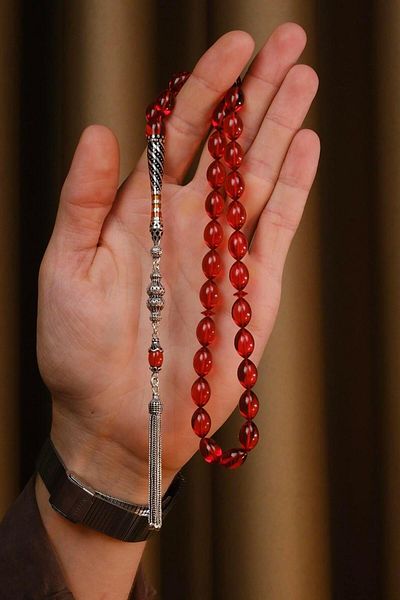 dergah tesbih Silver Master Handcrafted Nakkaş İmame Design Original Crimping Amber Prayer Beads