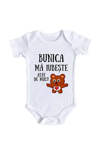 OEM Body bebe personalizat - Bunica ma iubeste atat de mult, alb, 100% bumbac, 0-3 luni
