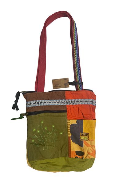 Old Cotton Vintage Colorful Ethnic Medium Size Beach Daily Women's Shoulder Bag 27cm X 33cm