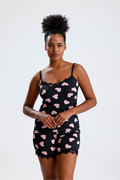 Jacob's Angels Γυναικείο καλοκαιρινό σετ πιτζάμες με σορτς και τιράντες