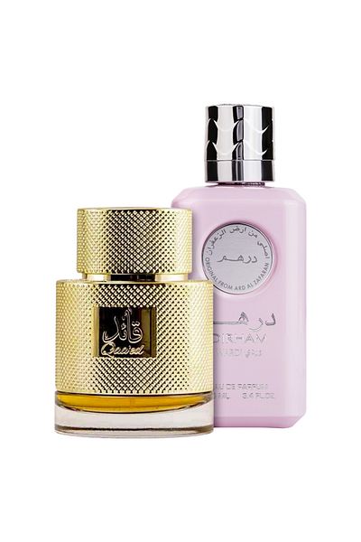 lattafa Pack of 2 perfumes Qaaed 100 ml and Dirham Wardi 100 ml