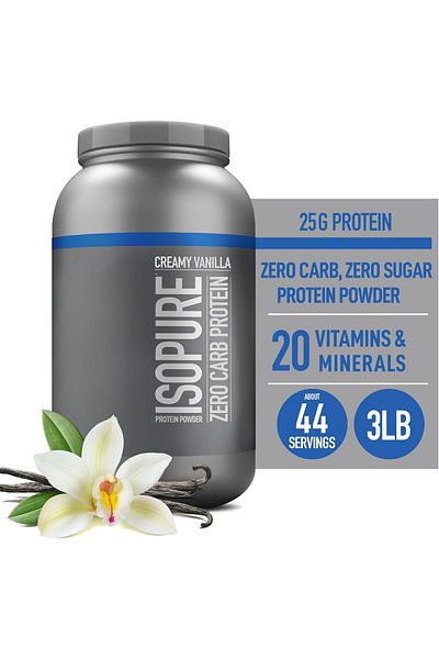 Isopure Zero Carb Protein, Whey Protein Isolate, 3 Lbs, Creamy Vanilla, 44 Servings