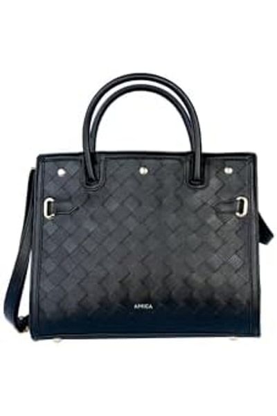 AMICA Makeda Ladies Weaved Leather Satchel Handbag With Top Handles
