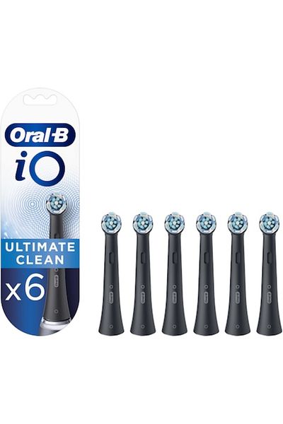 Oral-B iO Ultimate Clean Electric Toothbrush Refills, Black, Pack of 6