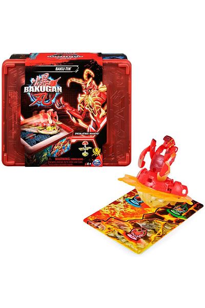 Spin Masters Bakugan Special Attack Mantid figure set with accessories in metal box