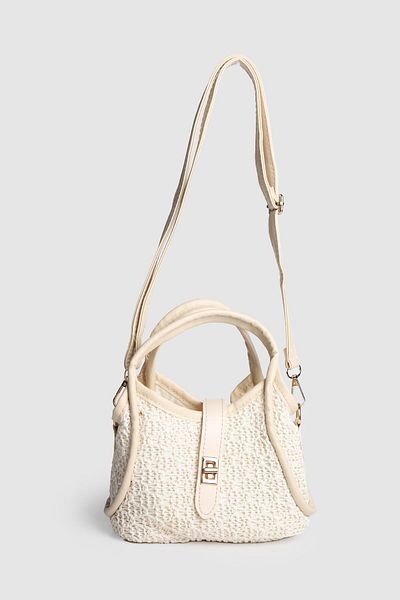 La La'Graccio Paris La'Graccio Paris Besca Straw- Knitted Sling Bag tricotat bej