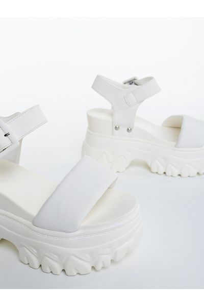 Kalapod Women's white platform sandals made of Nahara eco-leather