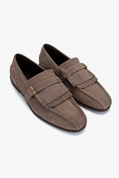 Valmenti Men's Genuine Leather Beige Suede Loafer Shoes