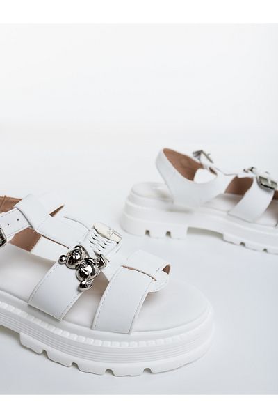 Kalapod Women's white platform sandals made of eco-leather Adesa