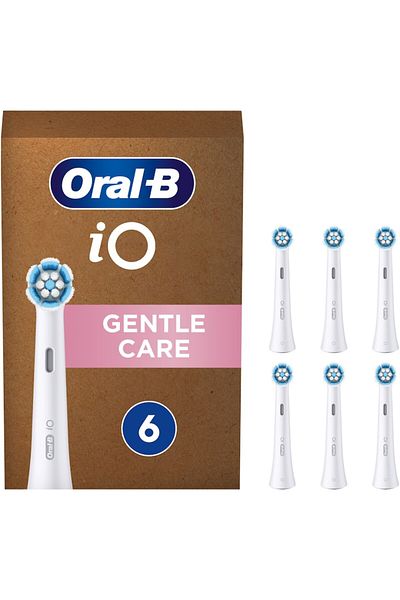 Oral-B iO Gentle Care Electric Toothbrush Refills, compatible only with iO series, 6 pcs, White