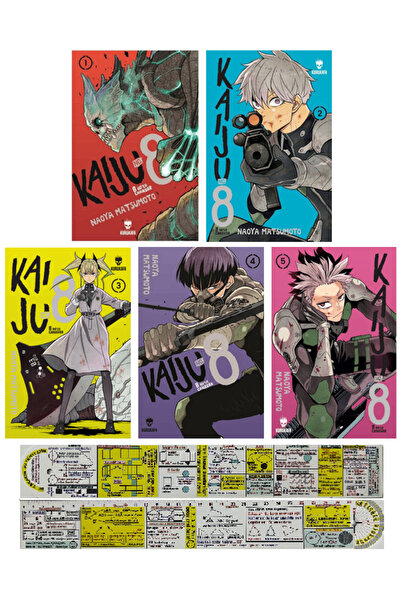 Kurukafa Yayınevi Kaiju No 8 1-2-3-4-5. Ciltler Manga Seti + Mat. Öğreten Cetvel