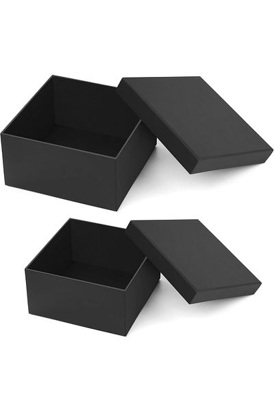OEM Set of 4 black boxes with lids, different sizes, made of thick matte cardboard, for gift wrapping
