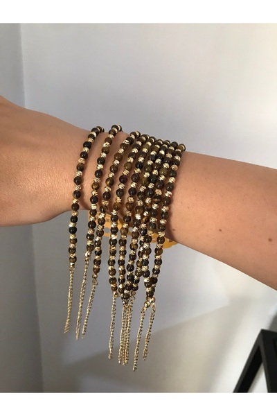 shop Tiger Eye Natural Stone Gold Dorica Stone Bracelet Tiger Eye Bracelet (Natural Stone)