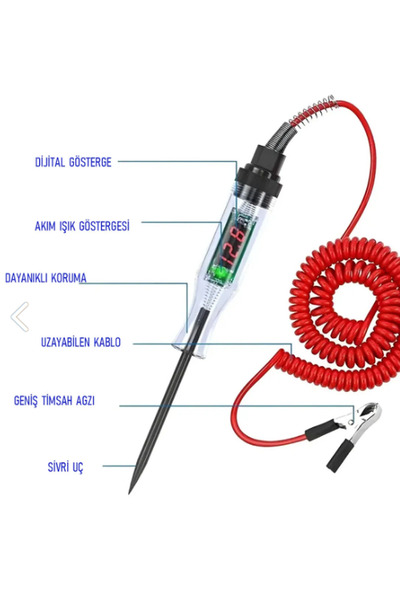 Genel Markalar Oto Kontrol Kalemi Dijital Akım Göstergeli Kontrol Kalemi ( Max 120 Volt )