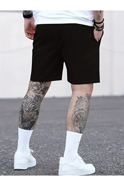 LAUSRA Erkek Esnek Rahat Giyim Siyah Mini Kesim Şort Denizde Plajda Giymelik