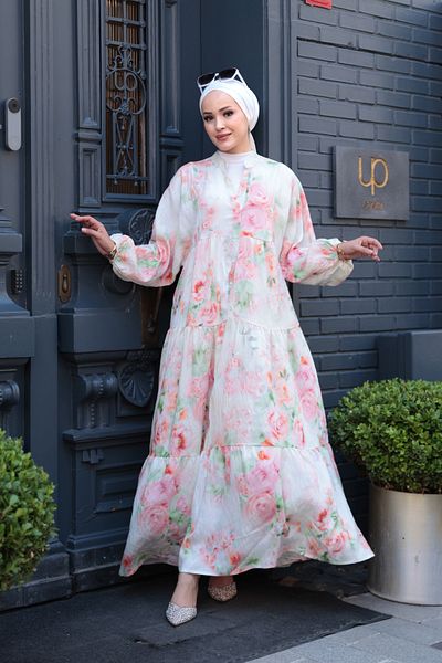 LOCCO Rochie de damă cu model pastel pudră