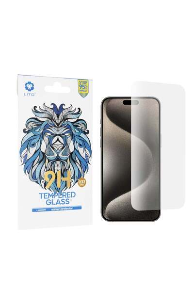 Lito Γυάλινη μεμβράνη iPhone 15 Pro Max, Μέγιστης Διαύγειας, Λιθίου, Κλασικό ...