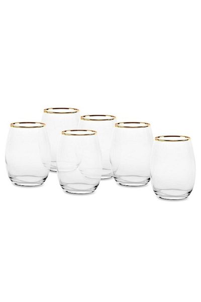 OEM Set 6 Glasses for Water, Pasabahce Amber Gold, 570 ml